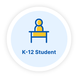 K-12 student at a desk